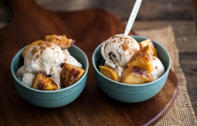 Grilled Peaches and Vegan Ice Cream Grilled Peaches With Vegan Cinnamon Ice Cream