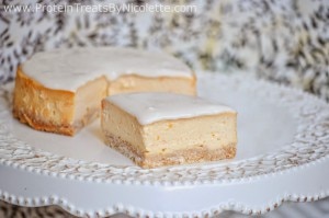 High Protein Cheesecake with a Maple Cream Sauce