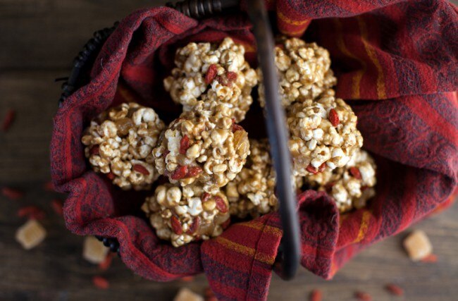 Gonger & Goji Berry Popcorn Balls Festive Ginger and Goji Berry Popcorn Balls
