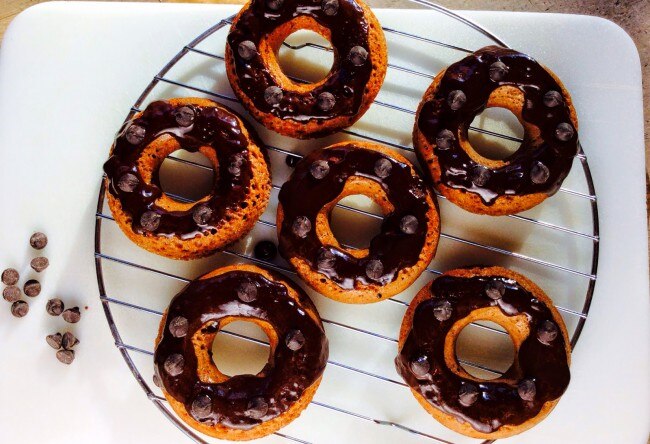 Protein Peanut Butter Donuts with Chocolate Glaze Glazed Peanut Butter Protein Donuts