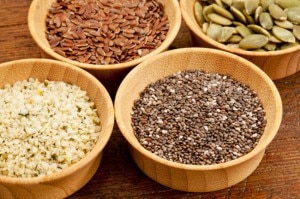 chia seeds, flax seeds, hemp seeds and pumpkin seeds