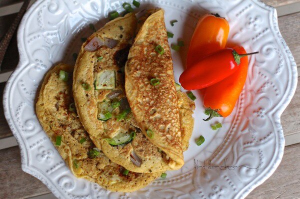Vegan Omelets with Garbanzo Bean Flour & Veggies Vegan Eggless Omelet Recipe