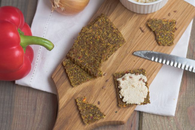 Homemade Flaxseed Crackers with Cashew Cheese Spread | Vitacost.com/Blog