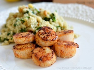 Spinach Quinoa and Seared Scallops