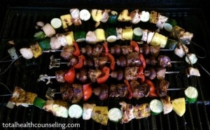 Tropical or Tuscan Chicken & Veggie Kebabs