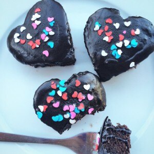 Heart-Shaped Chocolate Cakes with Protein