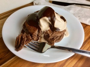 Protein Pancakes with Chocolate Syrup