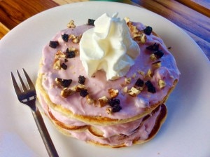Cherry Pancakes with Crushed Pecans