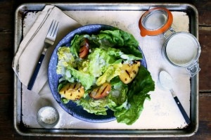 Grilled Peach Salad & Homemade Blue Cheese Dressing