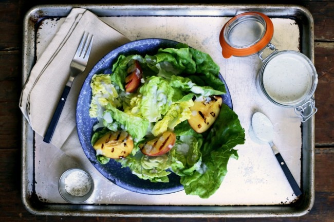 Grilled Peach Salad With Homemade Blue Cheese Dressing