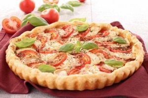 Polenta, Tomato, Basil and Chèvre Tart