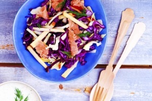 Sashimi with Cabbage & Carrot Slaw