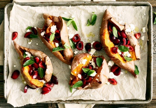 Cherry & Goat Cheese Stuffed Sweet Potato Recipe