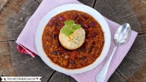 Vegan Bean Chili with Meatless Crumbles