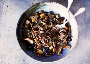 Mushroom and Turnip Spaghetti with Saffron