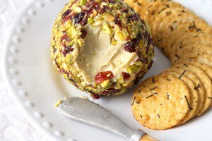 Vegan Cashew Cheese Ball with Cranberry and Pistachio