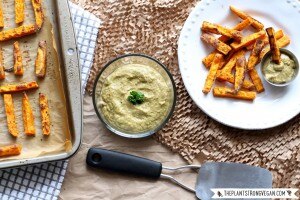 Sweet Potato Fries with Roasted Onion & Herb Dip