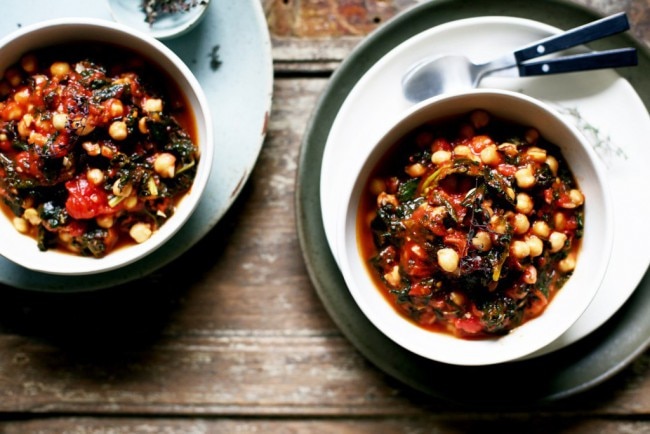 Chickpea Stew with Tomato, Kale and Lemon