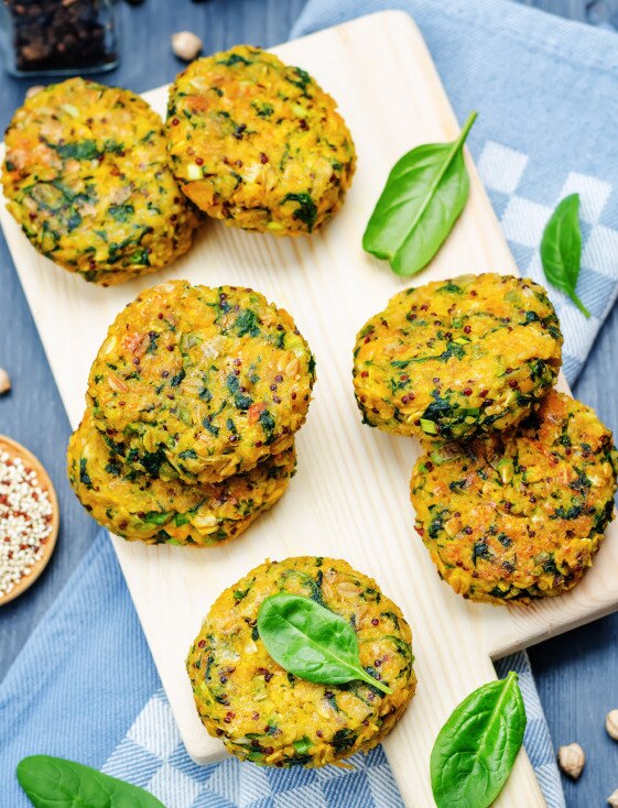Homemade Chickpea Flour Patties on Cutting Board