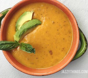 Enjoy a bowl of pumpkin-coconut-curry soup with avocado slices | www.vitacost.com/blog