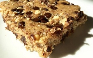 One square of a banana-walnut protein bars recipe | www.vitacost.com/blog
