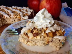 Apple crumb protein cake with whipped topping #healthydesserts www.vitacost.com/blog