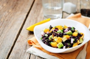 Black bean pasta salad with avocado and mango | www.vitacost.com/blog