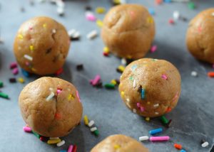 Edible cookie dough balls with sprinkles #recipe | vitacost.com/blog