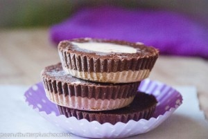 3 powdered peanut butter cups stacked in cupcake liner #recipe | www.vitacost.com/blog