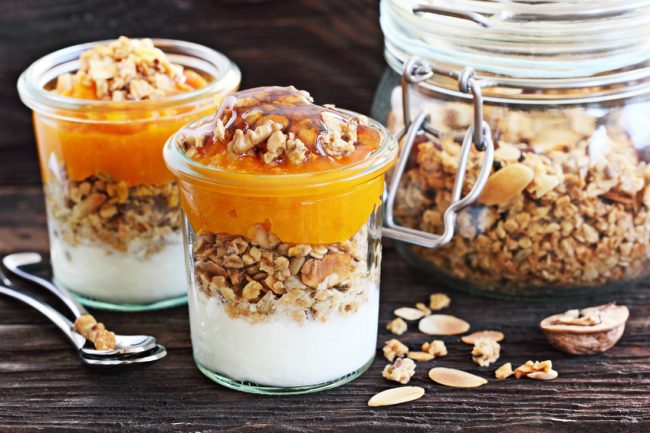 Pumpkin Spice Yogurt Parfait Recipe Parfait layered with pumpkin puree, vanilla yogurt and granola | Vitacost.com/Blog