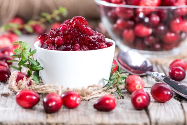 Homemade Chia Cranberry Sauce Recipe  Homemade cranberry sauce with chia seeds in ramekin | Vitacost.com/blog
