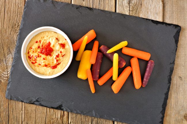Raw Vegan Zucchini-Pepper Hummus with Mini Rainbow Carrots | Vitacost.com/Blog