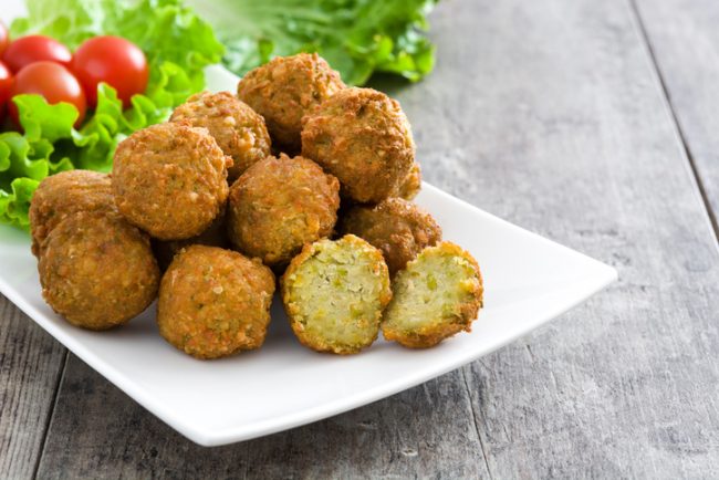 Baked Falafel Bites Recipe Baked Falafel Bites on white plate #falafelrecipe | Vitacost.com/blog