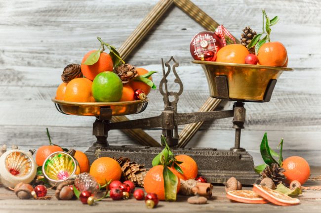 Produce on Weighing Scale to Create Healthy Holiday Plate | Vitacost.com/Blog