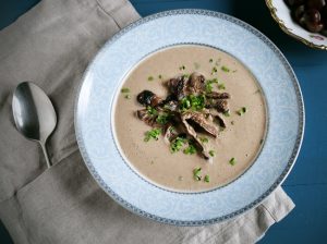 Leftover Turkey Soup in White Bowl on Beige Napkin #recipe | blog.vitacost.com