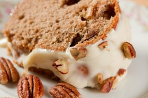 Butter Pecan Cream Cheese Icing on a Slice of Pumpkin Spice Cake | Vitacost.com/blog