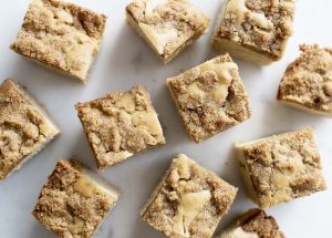 Cinnamon Crumb Cake Squares on White Breakfast Counter | Vitacost.com/blog