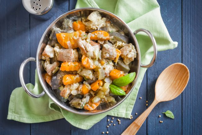 Easy Chicken & Veggie Bone Broth Stew Recipe  Chicken Bone Broth Stew with Vegetables in Pot | Vitacost.com/Blog