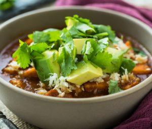Crock-Pot Chicken and Bean Chili Garnished with Avocado and Cilantro | Vitacost.com/Blog