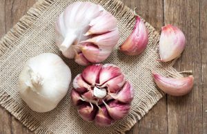 Appetite-Reducing Bulbs & Cloves of Garlic on Wooden Table | Vitacost.com/blog