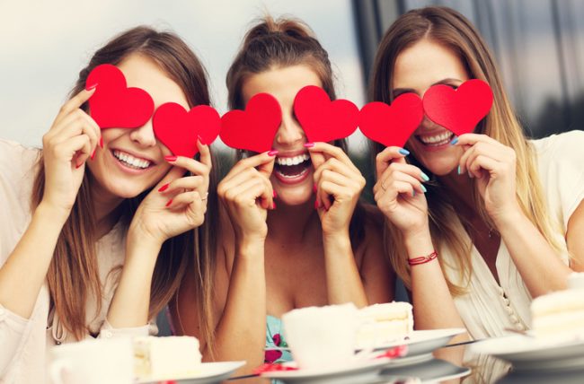3 Women Holding Red Hearts in Celebration of Galentine's Day |  Vitacost.com/blog