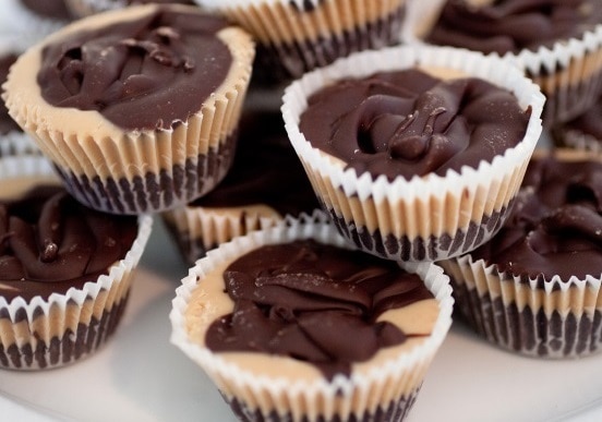 Homemade Cacao and Peanut Butter Cups Stacked on Plate | Vitacost.com/Blog
