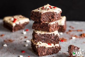Stacked Caramel-Frosted Brownies with Heart Sprinkles | Vitacost.com/Blog