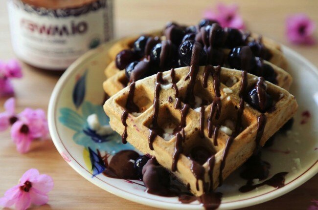 36 Easy Chocolate Recipes for Valentine’s Day  Waffles Drizzled with Chocolate Hazelnut Sauce | Vitacost.com/Blog