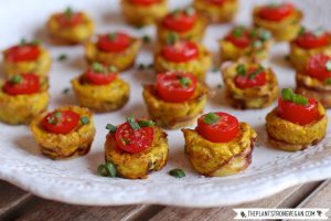 Vegan Mini Quiches Topped with Cherry Tomatoes & Green Onions | Vitacost.com/blog