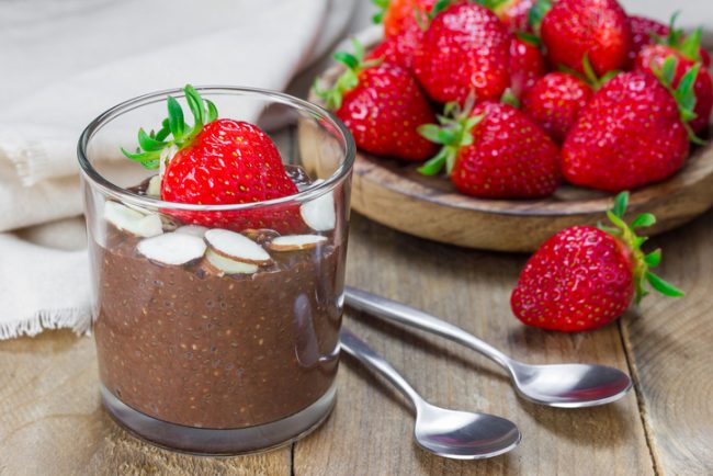 Vegan Mocha Chia Pudding Recipe Chocolate Chia Pudding with Strawberries & Almonds | Vitacost.com/blog