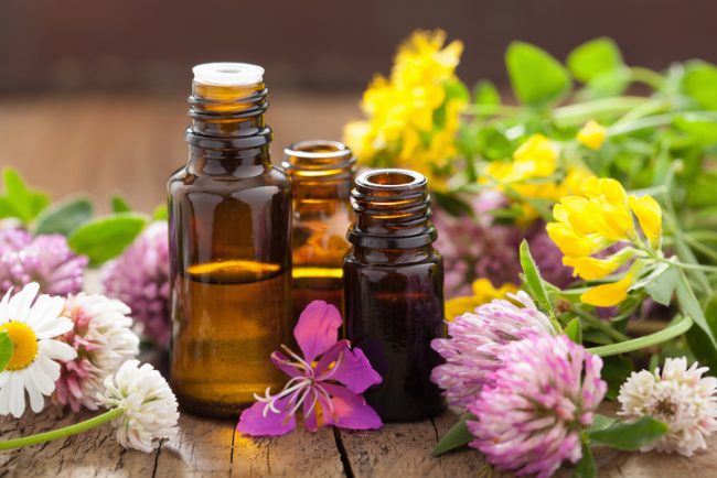 Essential Oil Bottles with Flowers and Herbs | Vitacost.com/Blog