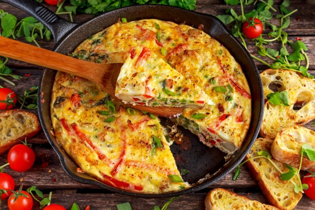 Asparasgus & Red Pepper Frittata in Cast-Iron Skillet | vitacost.com/blog