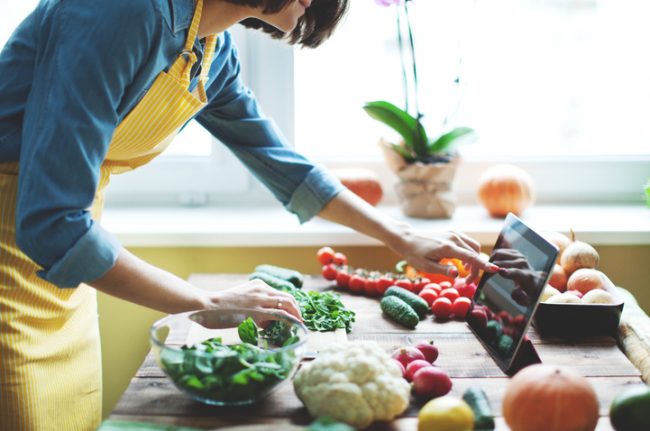 Woman Following a Gluten-Free Diet Preparing Meal From Fresh Produce | Vitacost.com/blog