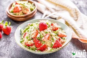 Couscous with Asparagus, Peas and Strawberries in Bowl | Vitacost.com/Blog